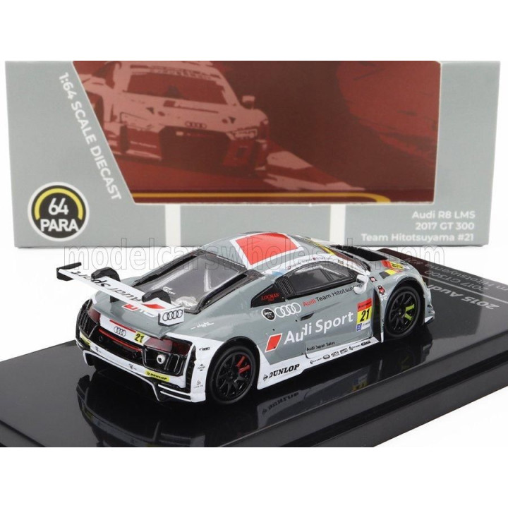 PARAGON MODELS AUDI R8 LMS TEAM HITOTSUYAMA N 21 GT300 CLASS SUPER GT 2017 RICHARD LYONS - MASATAKA YANAGIDA - GREY WHITE 1/64