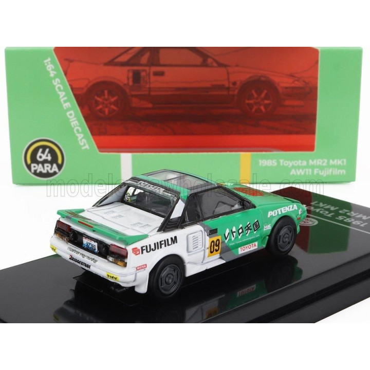 PARAGON MODELS TOYOTA MR2 MKI N 09 AW11 FUJIFILM LHD 1995 - GREEN WHITE 1/64