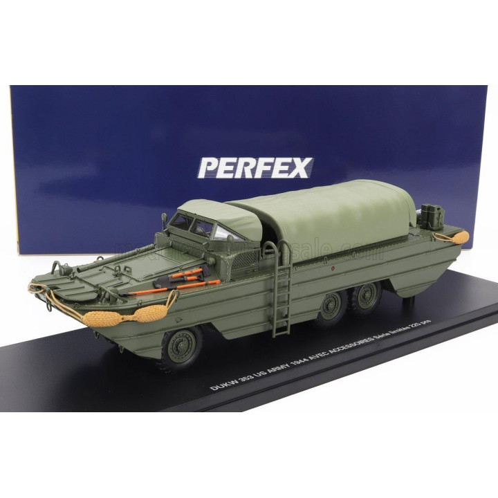 PERFEX GMC DUKW CCKW 353 TRUCK BOAT USA ARMY WITH ACCESSORIES ANFIBIO GOMMATO 3-ASSI 1944 - MILITARY GREEN 1/43