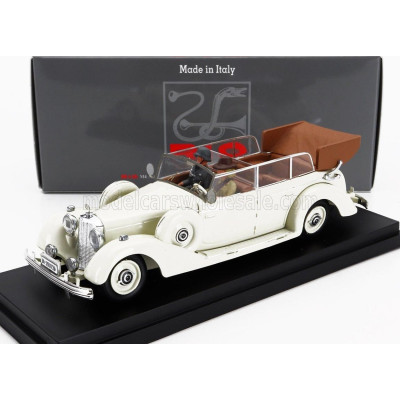 RIO MODELS MERCEDES BENZ 770K CABRIOLET 1938 WITH EVA BRAUN AND SS MILITARY GUARD FIGURES 1938 - WHITE 1/43