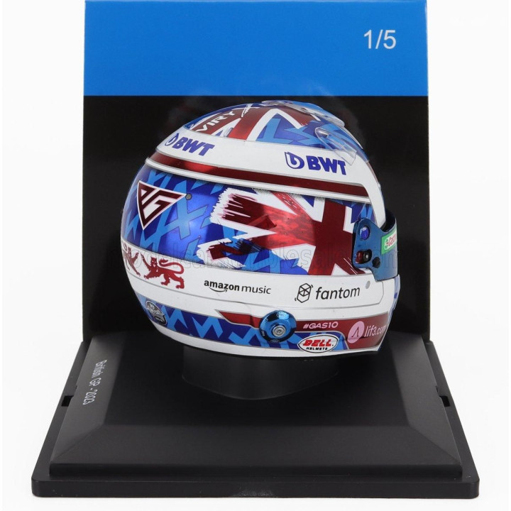 SPARK MODEL BELL HELMET F1  CASCO HELMET RENAULT A523 TEAM BWT ALPINE N 10 BRITISH GP 2023 PIERRE GASLY - WHITE BLUE RED 1/5