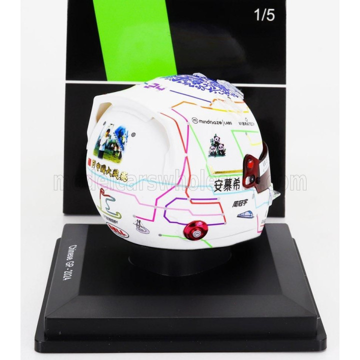 SPARK MODEL BELL HELMET CASCO HELMET F1 GUANYU ZHOU TEAM STAKE KICK SAUBER N 24 CHINA GP 2024 - WHITE 1/5