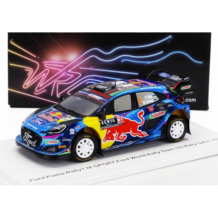 SPARK MODEL FORD ENGLAND PUMA RALLY1 TEAM FORD WORLD RALLY M-SPORT N 8 6th RALLY SAFARI 2023 OTT TANAK - MARTIN JARVEOJA - BLUE 