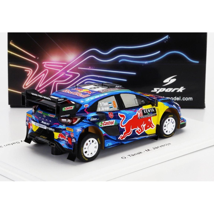 SPARK MODEL FORD ENGLAND PUMA RALLY1 TEAM FORD WORLD RALLY M-SPORT N 8 6th RALLY SAFARI 2023 OTT TANAK - MARTIN JARVEOJA - BLUE 