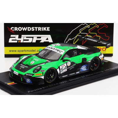 SPARK MODEL PORSCHE 911 992 GT3 R TEAM HUBER RACING N 54 24h SPA 2023 A.GUVEN - S.MULLER - C.ENGELHART - GREEN BLACK 1/43