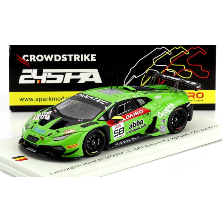SPARK MODEL LAMBORGHINI HURACAN GT3 EVO 2 TEAM GRASSER RACING 24h SPA 2023 F.CRESTANI - S.NEARY - G.TWERASER - R.CAPO - GREEN BL