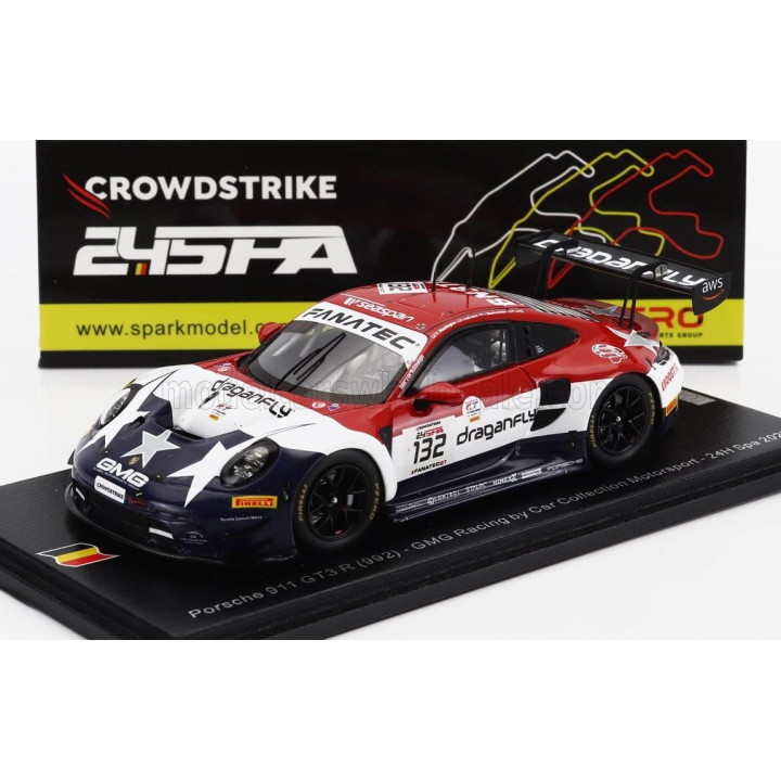 SPARK MODEL PORSCHE 911 992 GT3 R TEAM GMG RACING N 132 24h SPA 2023 K.WADHINGTON - J.SOFRONAS - P.LONG - J.BLEEKEMOLEN - RED WH