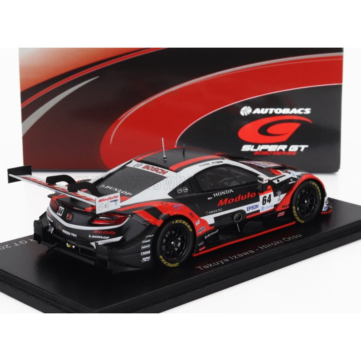 SPARK MODEL HONDA NSX-GT TEAM MODULO NAKAJIMA RACING N 64 GT500 CLASS SUPER GT 2020 TAKUYA IZAWA - HIROKI OTSU - BLACK WHITE RED