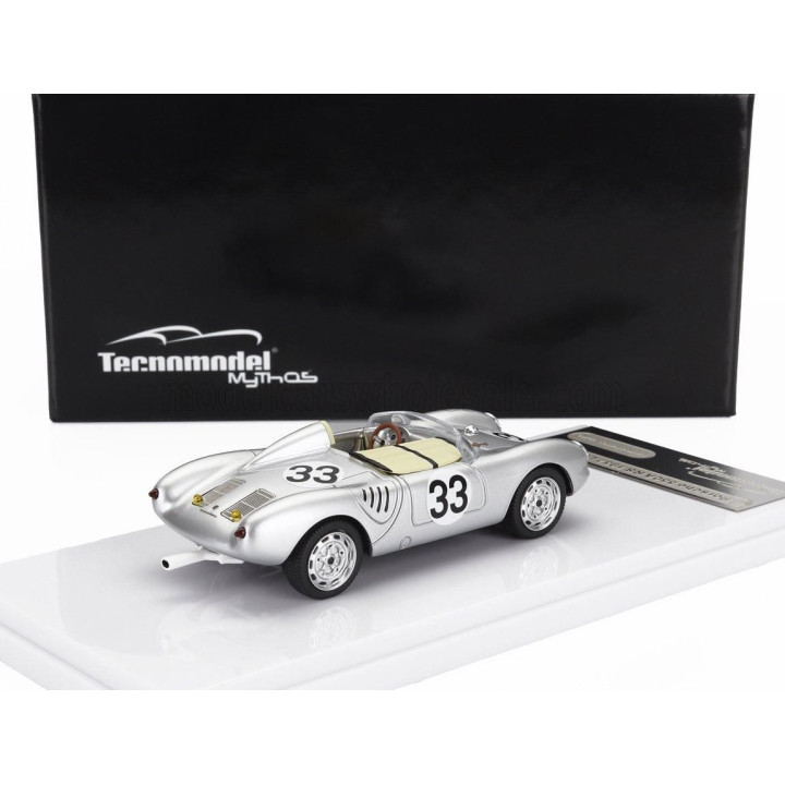 TECNOMODEL PORSCHE 550A TEAM PORSCHE KG N 33 24h LE MANS 1957 H.HERMANN - R.VON FRANKENBERG - SILVER 1/43
