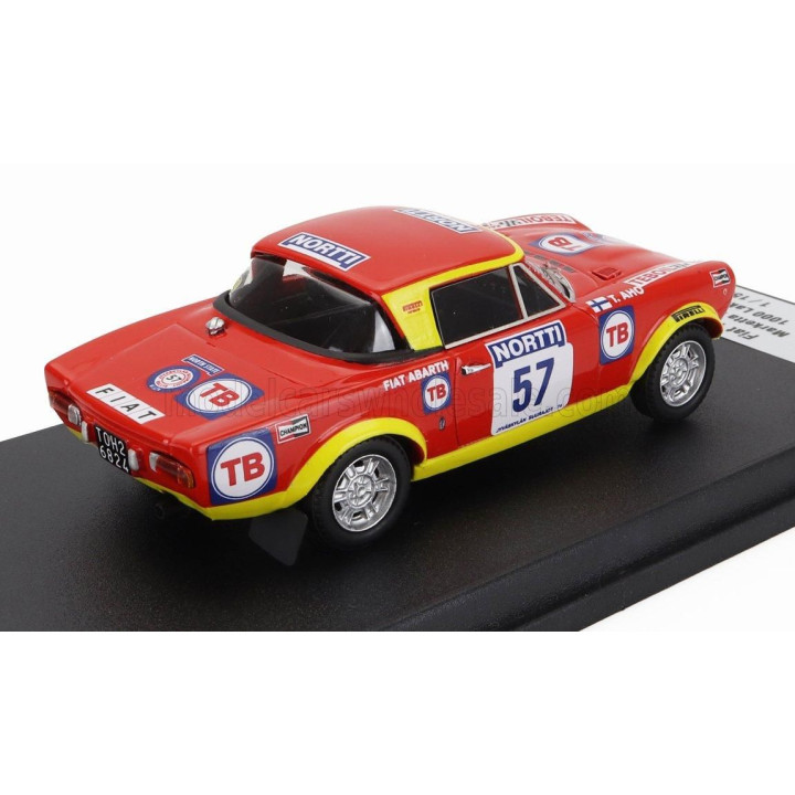 TROFEU FIAT 124 ABARTH (night version) N 57 RALLY 1000 LAKES 1974 MARKETTA OKSALA - TERTTU AHO - RED YELLOW 1/43