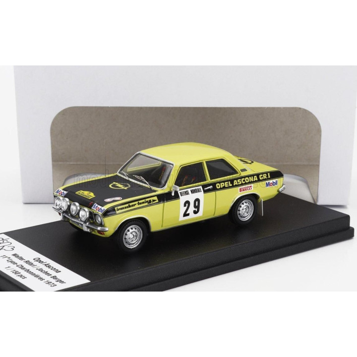TROFEU OPEL ASCONA (night version) N 29 RALLY LYON CHARBONNIERES 1973 WALTER ROHL - JOCHEN BERGER - YELLOW BLACK 1/43