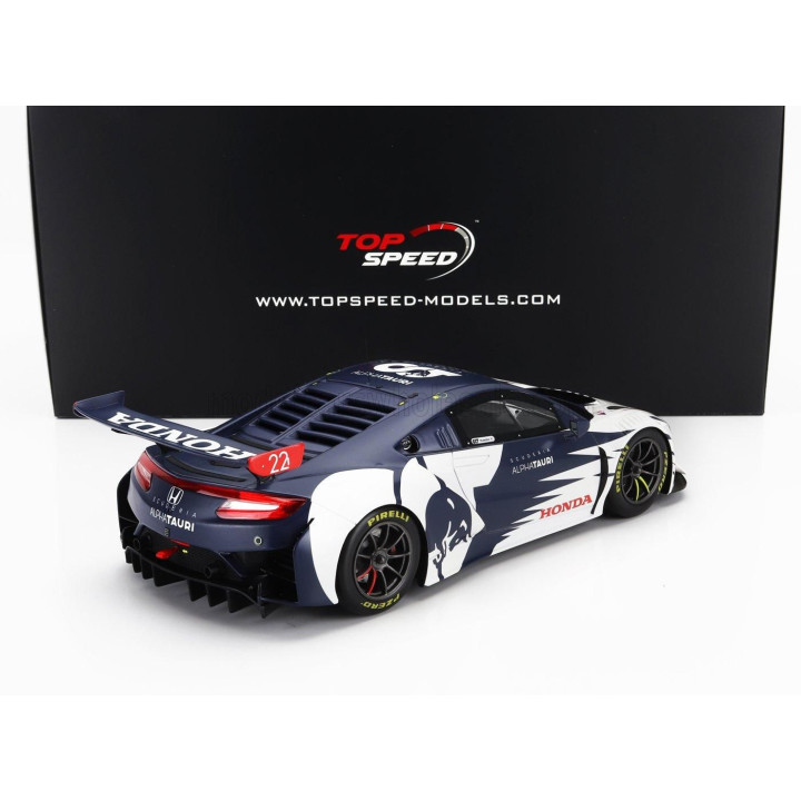 TRUESCALE HONDA NSX GT3 EVO TEAM ALPHA TAURI N 0 RED BULL FORMULA NURBURGRING 2023 YUKI TSUNODA - WHITE BLUE 1/18