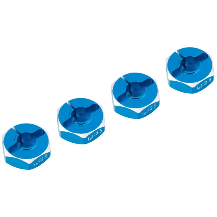 Hliníkové HEX unašeče kola 12x5mm, 4ks, modrý