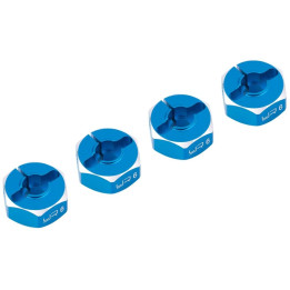 Hliníkové HEX unašeče kola 12x6mm, 4ks, modrý