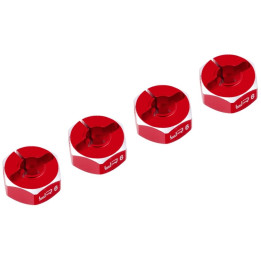 Hliníkové HEX unašeče kola 12x6mm, 4ks, červený