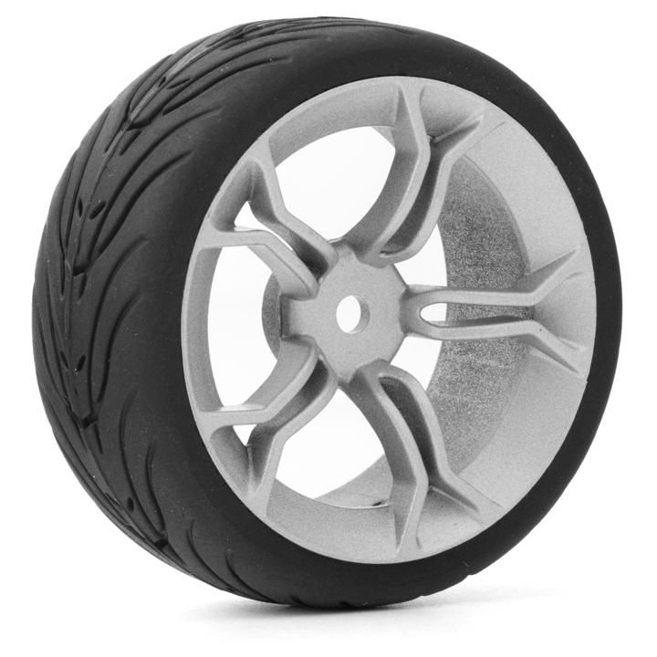 Spec T MS Wheel Offset 3 Silver w/Tire 4ks pro 1/10 Silniční