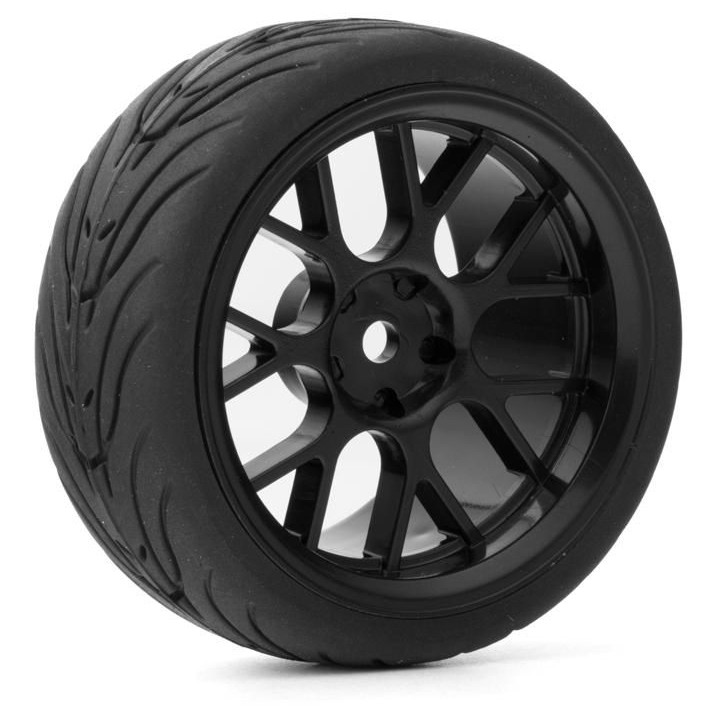 Spec T CS Wheel Offset 3 Black w/Tire 4ks pro 1/10 Silniční