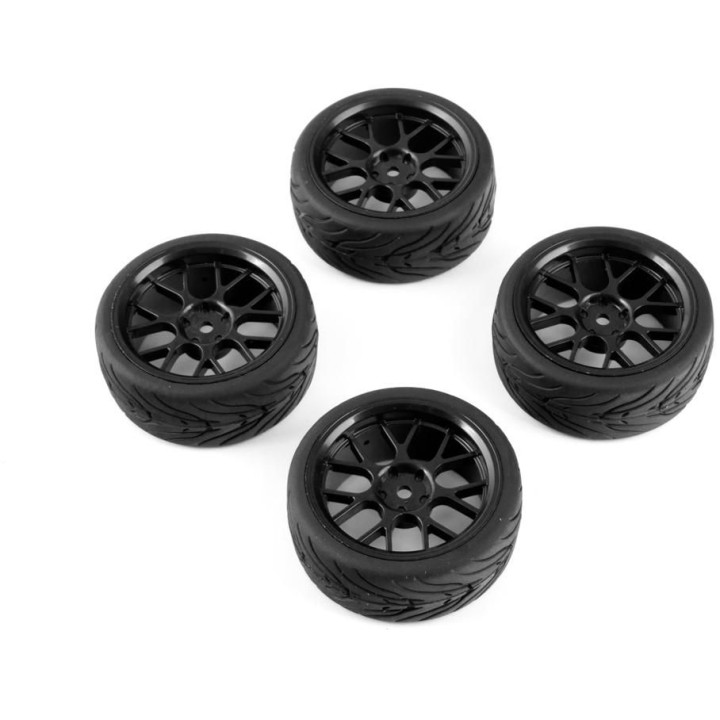 Spec T CS Wheel Offset 3 Black w/Tire 4ks pro 1/10 Silniční