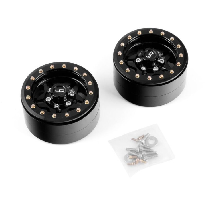 1.9 Aluminum CNC 5 Spoke Beadlock, 2ks Černé