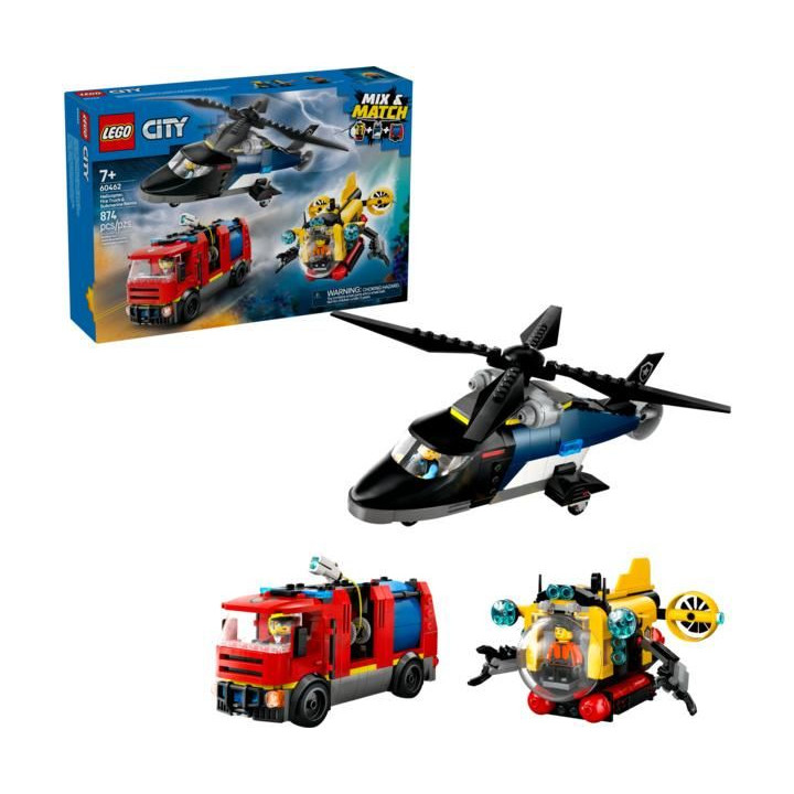 LEGO City - Remix: Helikoptéra, hasičský vůz a ponorka