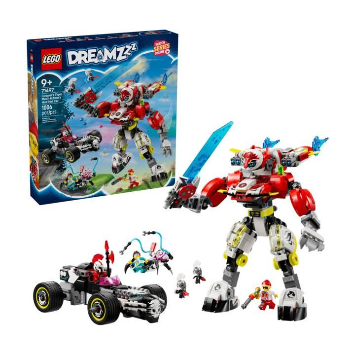 LEGO DREAMZzz - Cooperův tygří robot a Zerův hot rod