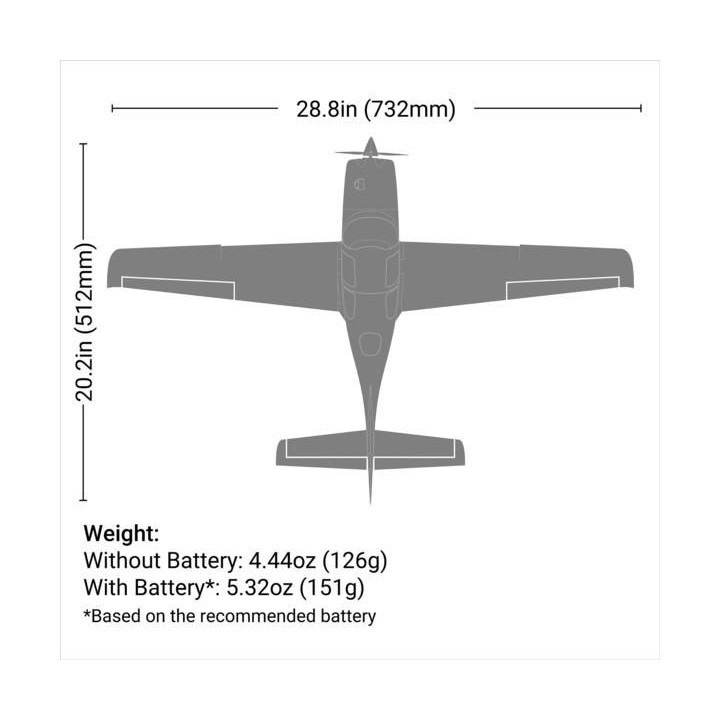 E-flite Cirrus SR22T 0.73m AS3X SAFE Select BNF Basic