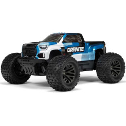 RC model Monster trucku Arrma Granite 223S BLX s výkonným střídavým motorem a rychlostí až 80 km/h. Náhon 4WD, nezávislé zavěšení, olejové tlumiče, řídící jednotka Spektrum 80A SLT, napájení 2-3S LiPo, elektronická stabilizace DSC.