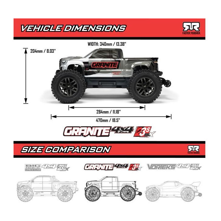 Arrma Granite 223S BLX 1:10 4WD RTR DSC červená