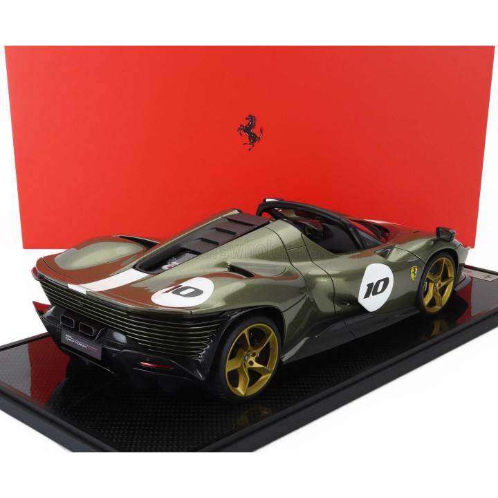 BBR MODELS FERRARI DAYTONA SP3 SERIE ICONA N 10 OPEN ROOF 2022 - CON VETRINA - WITH SHOWCASE - VERDE MANZONI LUCIDO - GREEN MET 