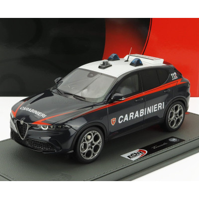 BBR MODELS ALFA ROMEO TONALE VELOCE CARABINIERI 2023 - CON VETRINA - WITH SHOWCASE - BLUE WHITE RED 1/18