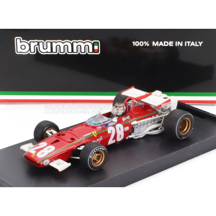 BRUMM FERRARI F1  312B N 28 BELGIUM GP 1970 IGNAZIO GIUNTI - WITH DRIVER FIGURE - RED WHITE 1/43