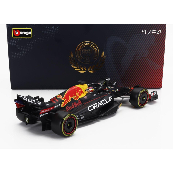 BURAGO RED BULL F1  RB18 TEAM ORACLE RED BULL RACING N 11 SEASON 2022 SERGIO PEREZ - WITH PILOT AND SHOWCASE - MATT BLUE YELLOW 