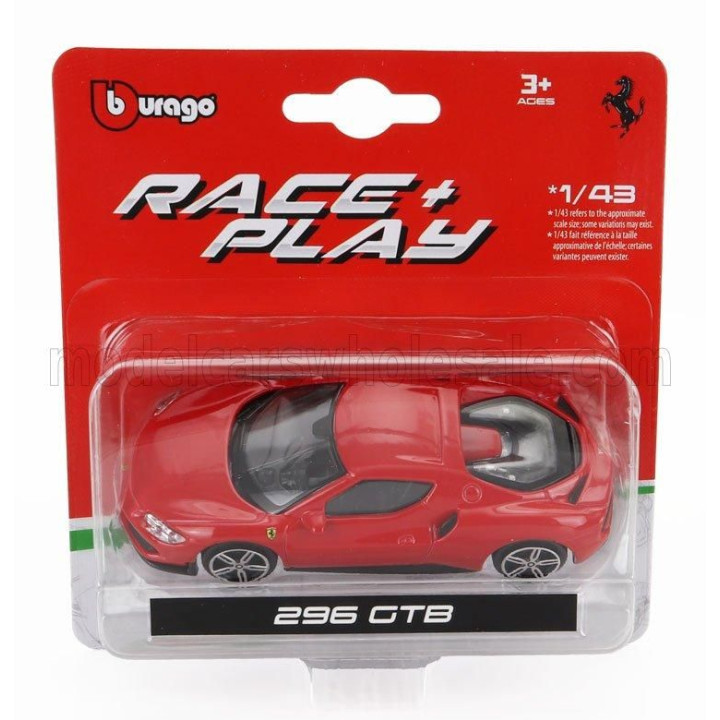 BURAGO FERRARI 296 GTB HYBRID 830HP V6 2021 - RED 1/43