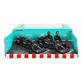 BURAGO MERCEDES GP SET F1 2X W14 TEAM MERCEDES-AMG PETRONAS FORMULA ONE N 44 SEASON 2023 LEWIS HAMILTON + N 63 SEASON 2023 GEORG