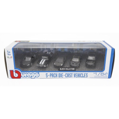 BURAGO AUDI R8 - CHEVROLET CAMARO Z/28 - LAMBORGHINI AVENTADOR - CENTENARIO - FORD USA MUSTANG - BLACK 1/64