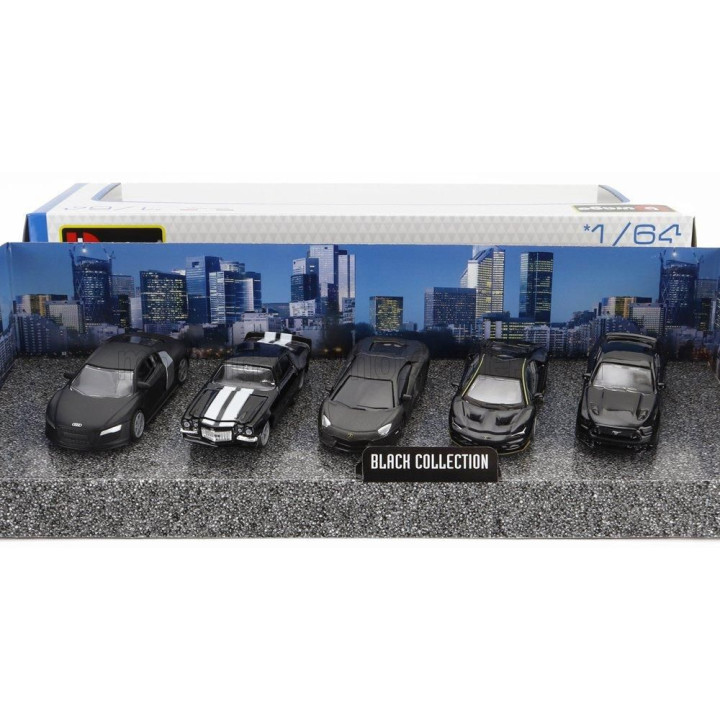 BURAGO AUDI R8 - CHEVROLET CAMARO Z/28 - LAMBORGHINI AVENTADOR - CENTENARIO - FORD USA MUSTANG - BLACK 1/64