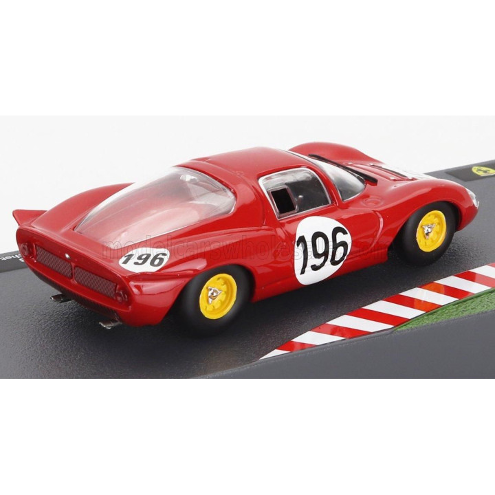 EDICOLA FERRARI DINO 206S COUPE TEAM SEFAC N 196 2nd TARGA FLORIO 1966 GIANCARLO BAGHETTI - JEAN GUICHET - RED WHITE 1/43