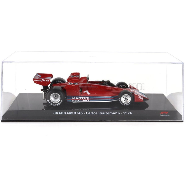 EDICOLA BRABHAM F1  BRABHAM BT45B MARTINI RACING N 7 SEASON 1976 CARLOS REUTEMANN - CON VETRINA - WITH SHOWCASE - RED 1/24