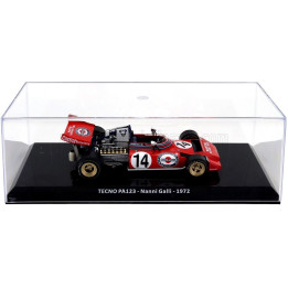 EDICOLA TECNO F1  PA123 TEAM MARTINI RACING N 14 SEASON 1972 NANNI GALLI - CON VETRINA - WITH SHOWCASE - RED 1/24