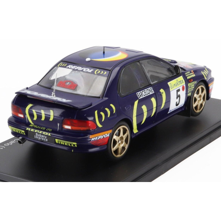 EDICOLA SUBARU IMPREZA 555 REPSOL N 5 WINNER RALLY MONTECARLO 1995 CARLOS SAINZ - LUIS MOYA - BLUE 1/24