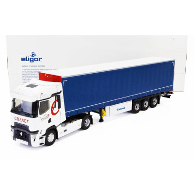 ELIGOR RENAULT T520 TRUCK TELONATO CHANET TRANSPORTS 2021 - WHITE BLUE 1/43