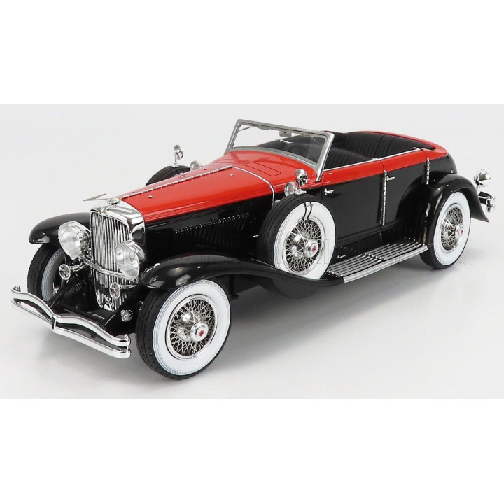 MATRIX SCALE MODELS DUESENBERG J RIVIERA PHAETON BY BRUNN CABRIOLET OPEN 1934 - BLACK ORANGE 1/18