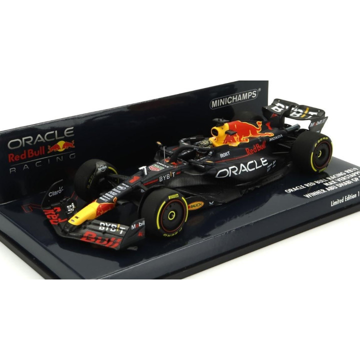 MINICHAMPS RED BULL F1  RB19 TEAM ORACLE RED BULL RACING N 1 WORLD CHAMPION WINNER ABU DHABI GP 2023 MAX VERSTAPPEN - MATT BLUE 