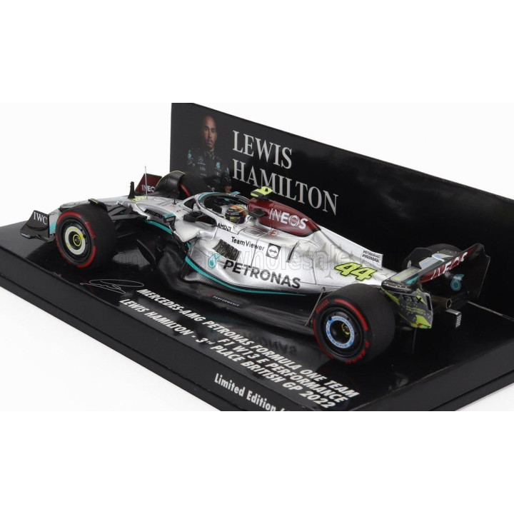 MINICHAMPS MERCEDES GP F1 W13E TEAM MERCEDES-AMG PETRONAS F1 N 44 3rd SILVERSTONE BRITISH GP 2022 LEWIS HAMILTON - SILVER GREEN 