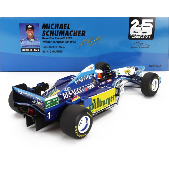 MINICHAMPS BENETTON F1 B195 TEAM MILD SEVEN RENAULT N 1 WORLD CHAMPION WINNER EUROPEAN GP 1995 MICHAEL SCHUMACHER - BLUE YELLOW 