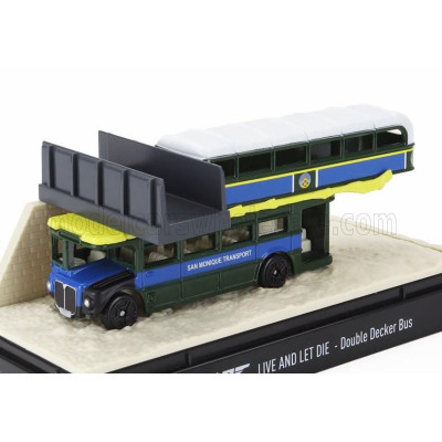 MOTOR MAX DECKER DIORAMA - AUTOBUS WITH BRIDGE 1960 - 007 JAMES BOND - LIVE AND LET DIE - VIVI E LASCIA MORIRE - BLUE GREEN 1/64