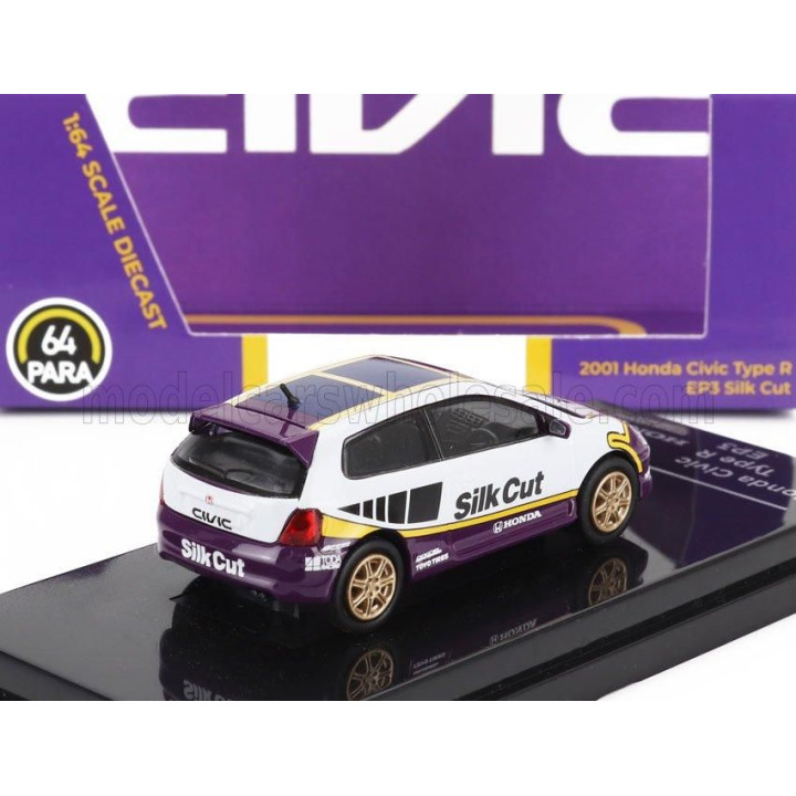 PARAGON MODELS HONDA CIVIC TYPE R EP3 SILK CUT RACING 2001 - WHITE PURPLE 1/64