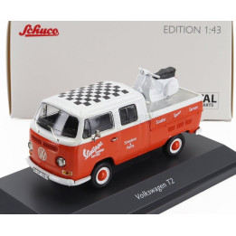 SCHUCO VOLKSWAGEN T2 DOUBLE CABINE PICK-UP 1962 WITH VESPA GS - RED WHITE 1/43