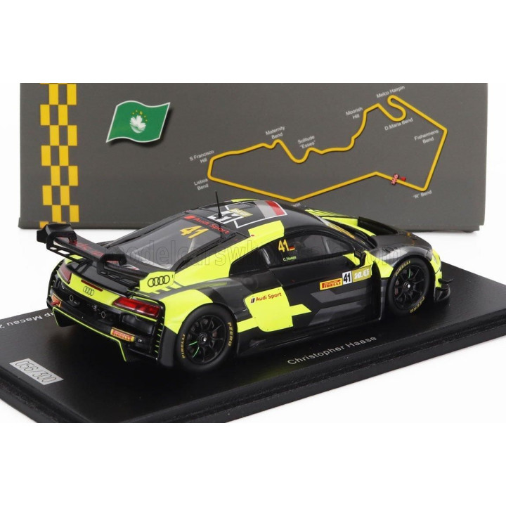 SPARK MODEL AUDI R8 LMS GT3 TEAM AUDI SPORT ASIA ABSOLUTE N 41 7th FIA GT WORLD CUP MACAU 2023 CHRISTOPHER HAASE - YELLOW BLACK 