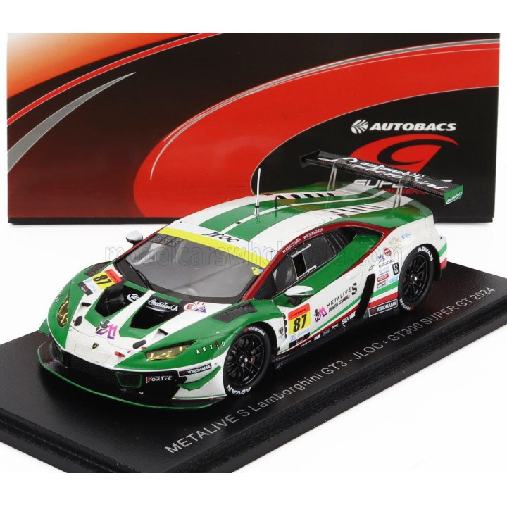 SPARK MODEL LAMBORGHINI LAMBORGHINI GT3 TEAM JLOC N 87 GT300 CLASS SUPER GT 2024 KOSUKE MATSUURA - NATSU SAKAGUCHI - GREEN WHITE
